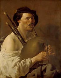 Portret van een Man die Doedelzak speelt, 1624