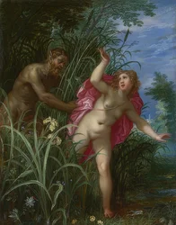 Pan achtervolgt de nimf Syrinx