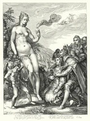 Venus, Cupido en de twee paren geliefden (gravure)