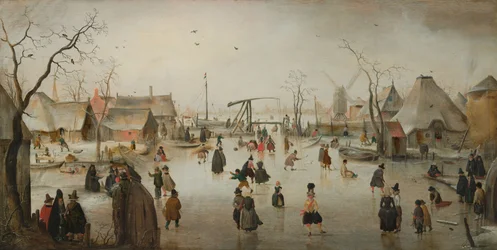 Schaatsen in een dorp