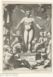 Naakte vrouw met vijf borsten. Titelpagina voor Fortunius Licetus, De Monstris, Amsterdam 1665