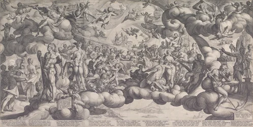 Het feest van de goden bij het huwelijk van Cupido en Psyche, 1587