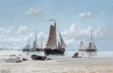 Vissersvaartuigen op het strand, Zandvoort