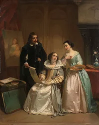 Gerard van Honthorst toont de tekeningen van zijn leerling aan Amalia van Solms