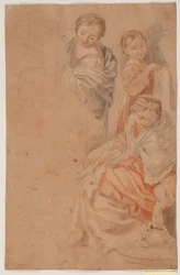 Drie vrouwelijke figuren. Studie naar Guido Reni