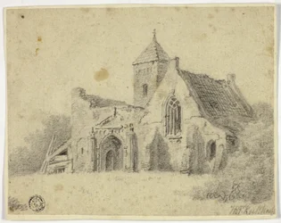 Landelijke kerk in ruïnes