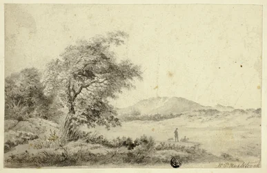 Landschap met koppel en hond