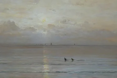 Dutch: Zonsondergang met garnalenvissers