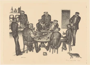 Kaartspelende mannen in een bar