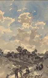 Een Landschap met Figuren die Langs een Pad Lopen