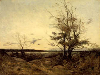 Landschap bij zonsondergang