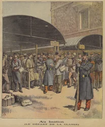 Soldaten op weg naar hun regiment na training