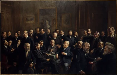 Collectief portret van leden van de Association des journalistes républicains Français