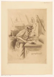 Drukker in zijn atelier
