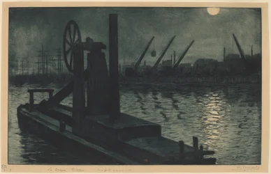 La Drague Dieppe (Een Baggeraar in de Haven van Dieppe bij Maanlicht)