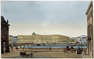 Uitzicht op het Louvre en de Pont des Arts van de linkeroever - in 
