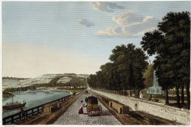 Uitzicht op het terras van Parc St Cloud - in “Vues de Paris” door Courvoisier