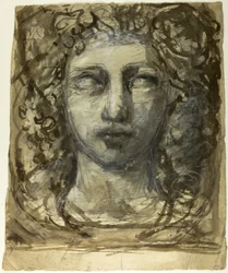Studie van vrouwelijk hoofd (recto); Klassiek mannelijk hoofd (verso)