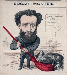 Edgar Monteil (1845-1926), Frans schrijver, vrijmetselaar - Karikatuur door Henri Demare in “Les Hommes d