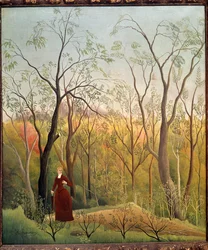 Een wandeling in het bos (schilderij op canvas)