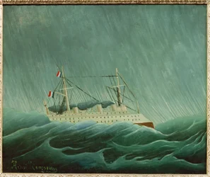 Het schip in de storm (schilderij op doek)
