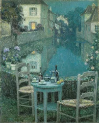 Kleine tafel in de avondschemering