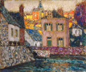 Studie voor huizen aan de rivier bij Fougères