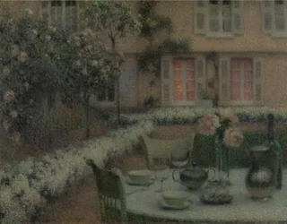 De tafel in de witte tuin van Gerberoy, ca.1900 (olieverf op doek)