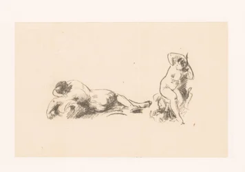 Studieblad met twee naakte vrouwen