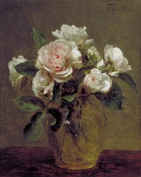 Witte rozen in een glazen vaas, 1875