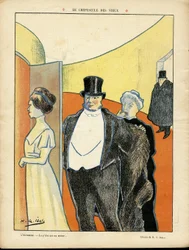 Illustratie van H. G. Ibels (1867-1936) in Le Rire, 27/02/09 - De Schemering van de Ouderen - Theater, Derde Leeftijd, Leven van de Rijken - Toeschouwers