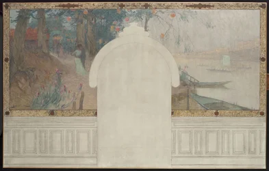 Schets voor het stadhuis van Asnières: Lente. De Seine bij Asnières, circa 1900
