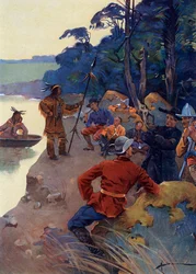 De eerste Europese kolonisten aan de oevers van de Saint Lawrence rivier, huidig Quebec 16e-17e eeuw
