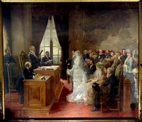Het burgerlijk huwelijk van Mathurin Moreau vond plaats in het stadhuis van Parijs in 1881