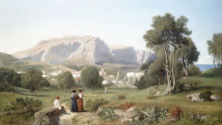 Genieten van het uitzicht op het eiland Capri in de Golf van Napels, 1853