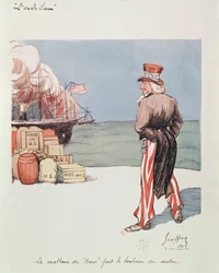 Karikatuur van Uncle Sam ten tijde van de Eerste Wereldoorlog, 1915
