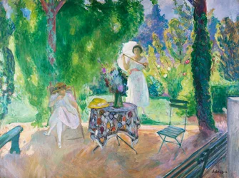 Twee vrouwen in een tuin in de zomer, c.1923
