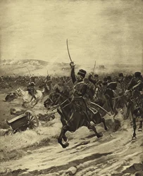 Charge van de Lichte Brigade, Slag bij Balaclava, 1854 (gravure)