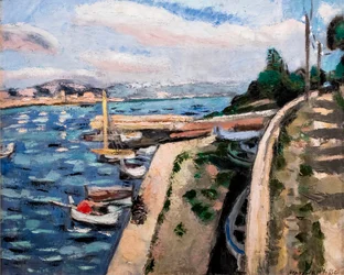 Boten in een haven, ca. 1926 (olieverf op doek)