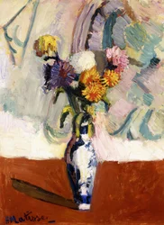 Chrysanten in een Chinese Vaas