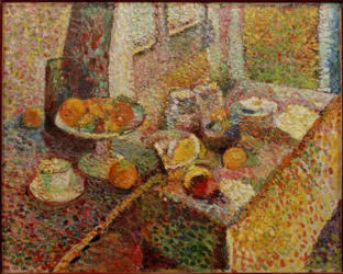 Stilleven: buffet en tafel