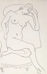Naakte vrouw in een leunstoel, c.1922-24 (potlood op papier)