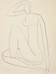 Zittende vrouwelijke figuur