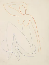 Zittende vrouwelijke figuur