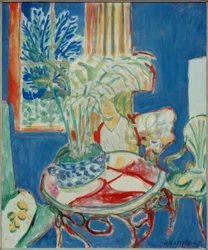 Klein interieur in blauw