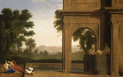 Klassiek landschap met figuren