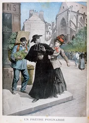 Een katholieke priester wordt op straat neergestoken door een vrouw, Frankrijk, 1897