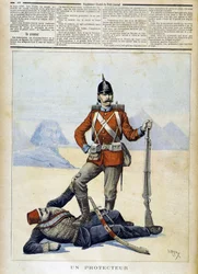 Humoristische tekening over het Engelse imperialisme in Egypte - in „Le Petit Journal“ van 11/02/1893