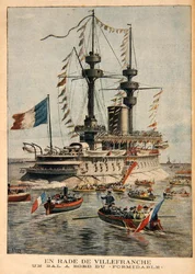 Haven van Villefranche, een bal aan boord van de Formidable, illustratie uit Le Petit Journal, gegraveerd door P.H.G.V. Michel, 1 maart 1896