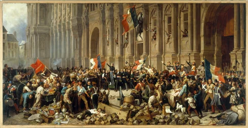 Lamartine weigert de rode vlag voor het Hôtel de Ville, circa 1848